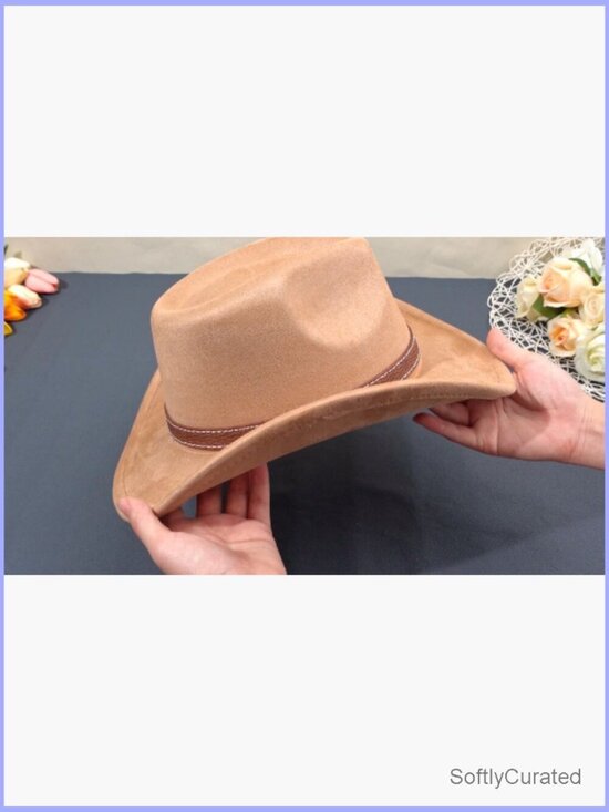 Vintage Style Felt Cowboy Hats with Belt Buckle Unisex Western Costume Hat 4